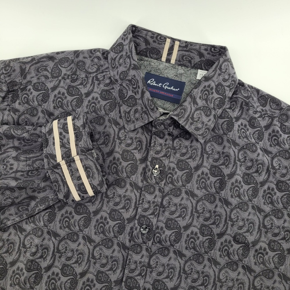 Robert Graham Mens 3XL Tailored Fit Modern Americana Paisley Longβ Sleeve Shirt